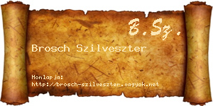 Brosch Szilveszter névjegykártya